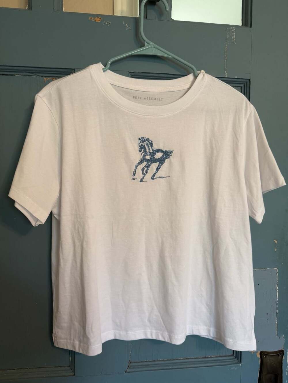 Embroidered By Me! Horse T-Shirt Size L 12-14 White Organic Cotton